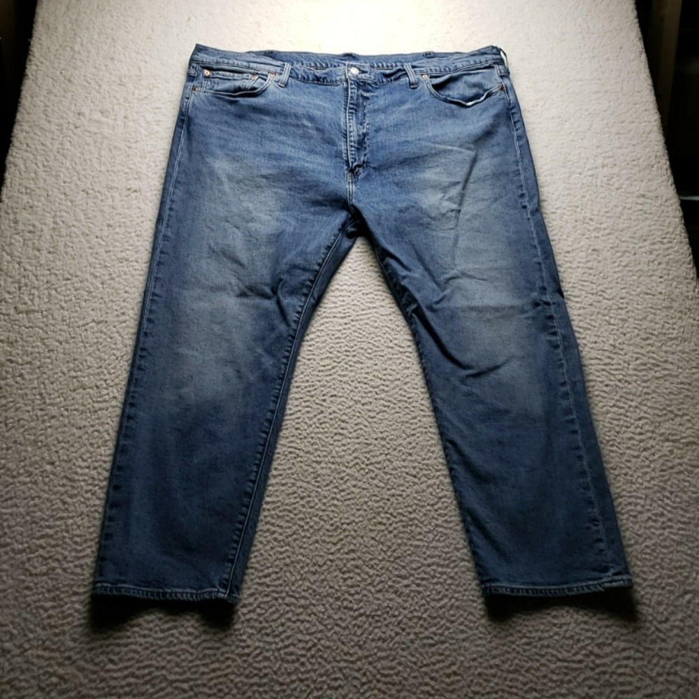 Levis 502 Jeans Mens 48x27 Blue Premium Tapered Stretch Medium Wash Denim
